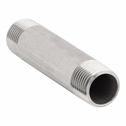(3) Pipe Nipple 3/4" NPT x 8" Long 304 Stainless Steel Schedule 40 Thread End