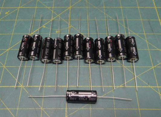 (Lot of 12) 100V 220uF 623A Electrolytic Non-Polarized Crossover Capacitor