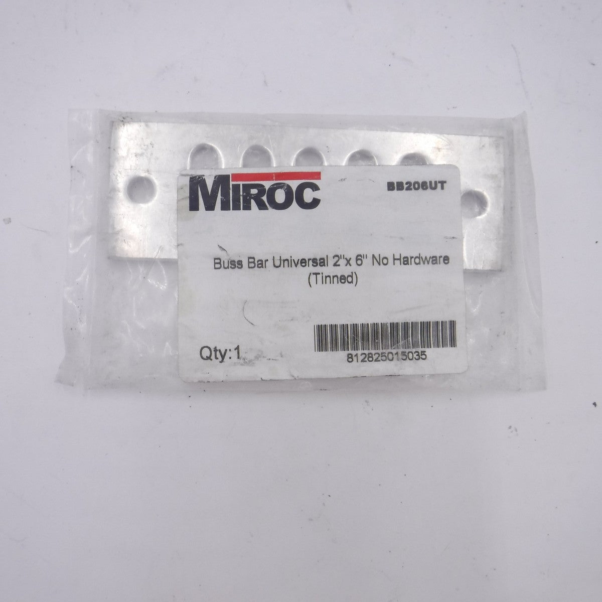 Miroc Copper Tinned Universal Hole Pattern Buss Bar BB206UT 2" x 6"