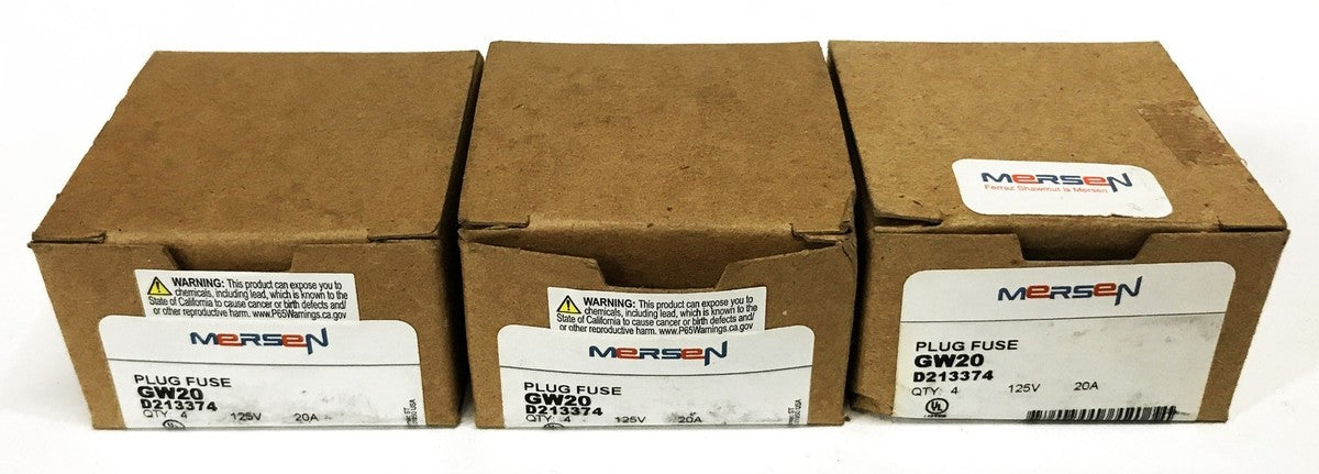 Mersen 20 Amp Plug Fuses GW20 [Lot of 12] NOS