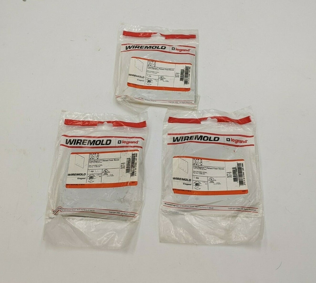 3PC Wiremold DGT-B Blank Top Plate Cover FloorSource 2 Gang Upper Panel Device