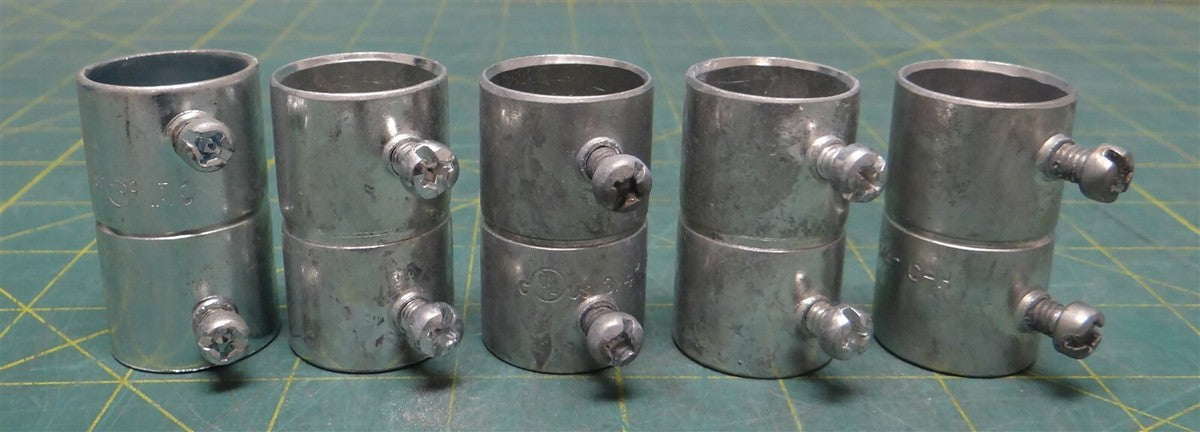 (Pack of 5) 3/4" EMT Galvanized Steel 2 Set Screw Coupling Conduit Fittings