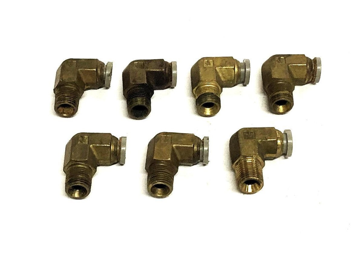 Parker Male/Female Brass 90 Degree Elbow Fitting Adapter 1/4 Inch [Lot of 7] NOS