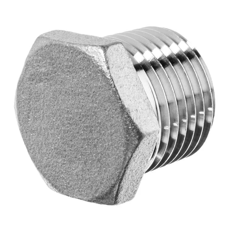 Hex Head Plug 1" Class 3000 Forged 304 Stainless Steel Threaded Pipe Fitting
