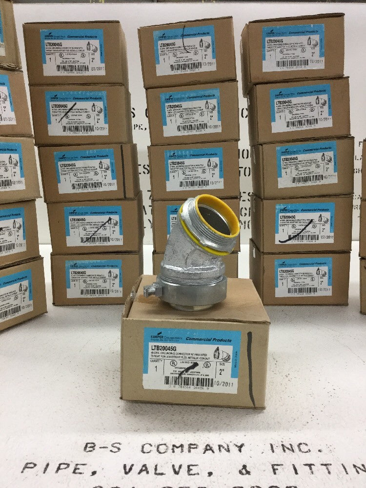Crouse Hinds LTB20045G 45 Deg Grounding Connector Insulated 2" Conduit Fitting