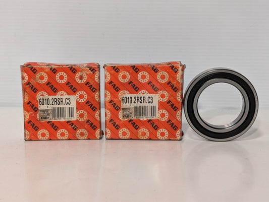 (2) FAG 6010.2RSR.C3 Rubber Sealed Ball Bearings 6010 2RSR C3