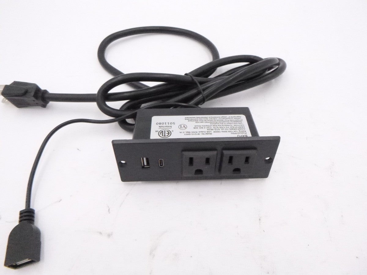BAYU Recessed Desk Furniture 2 Outlet 2 USB 1 USB-C Plug w/5' Cord BY213-Q021