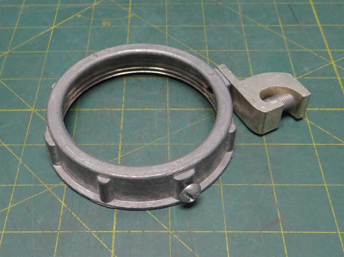 3" Zinc Die Cast Grounding Bushing w/ C-Clamp Grounding Lug, No Insulation