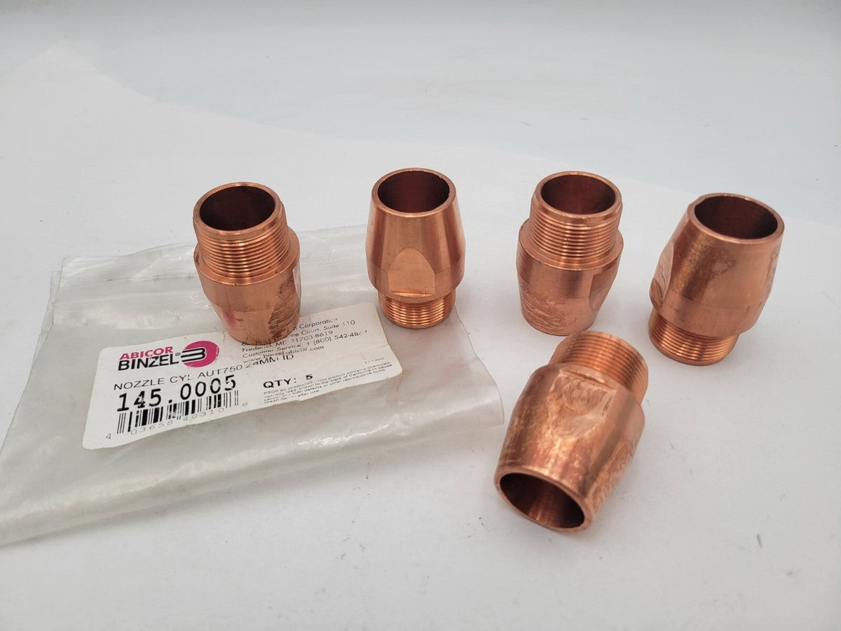 Lot of 5 Abicor Binzel 145.0005 Cylindrical Nozzle for AUT750 MIG Gun Body Cable