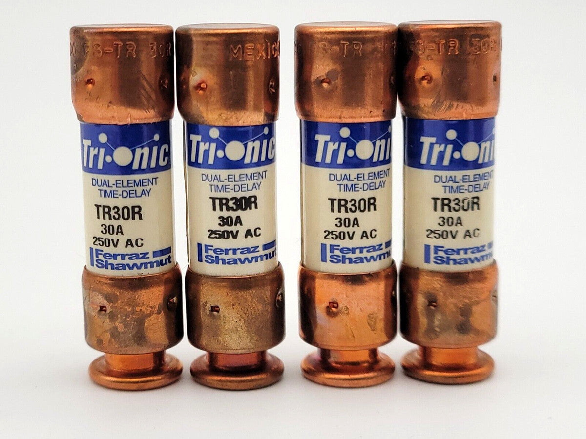 4PC Set Mersen TR30R Tri-Onic Dual Element Time Delay Fuse 30A 250VAC Class RK5