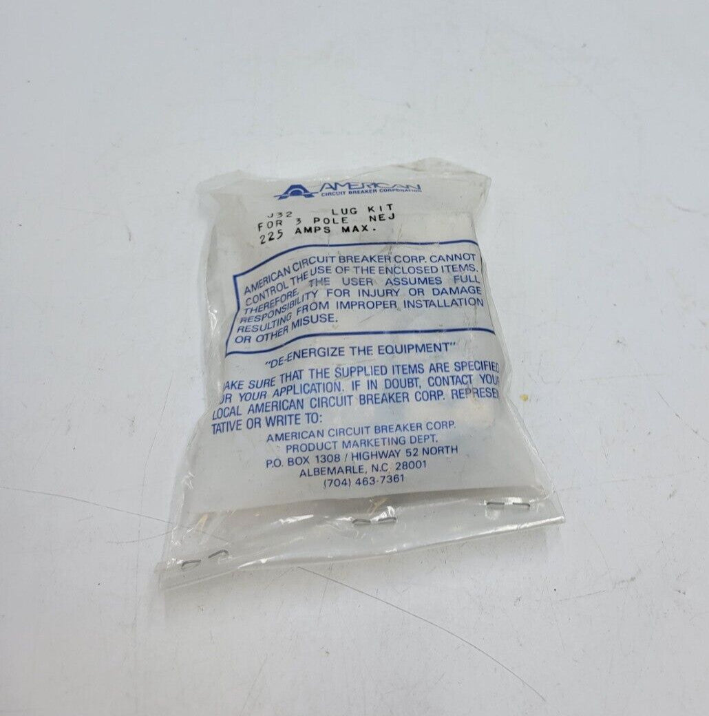 American J32 Lug Kit 3P 225A For 3 Pole NEJ 225 Amp Max Circuit Breaker Parts