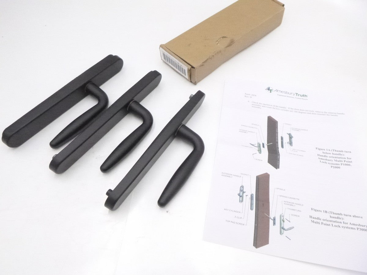 3 Pack AmesburyTruth Exterior Handle Cont IOFD/IIFD EXT SEC MB Black Non Keyed