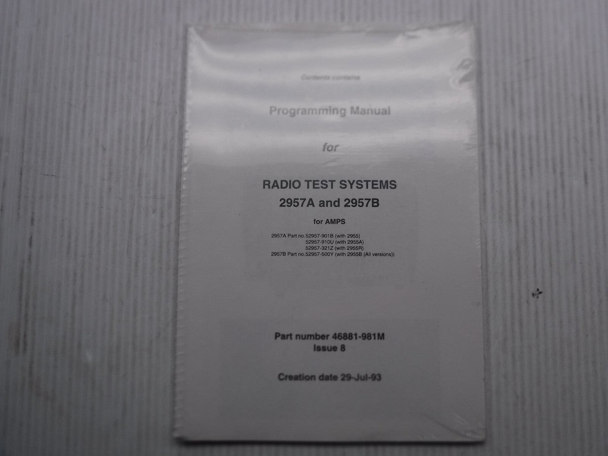 Marconi Radio Test Systems 2957A & 2957B Radio Test Systems Manual 46881-981M
