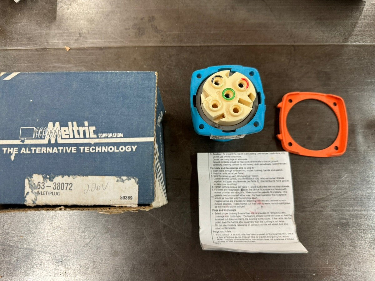 63-38072 Meltric DSN30 Inlet Plug 30 A 250 VAC Type 4X & IP69 3 hp