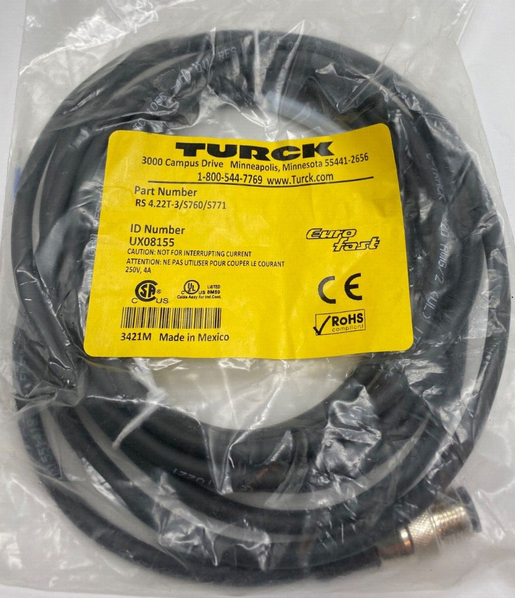 Turck cable RS 4.22T-3/S760/S771 Euro-fast ID# UX08155 straight male 2 wire