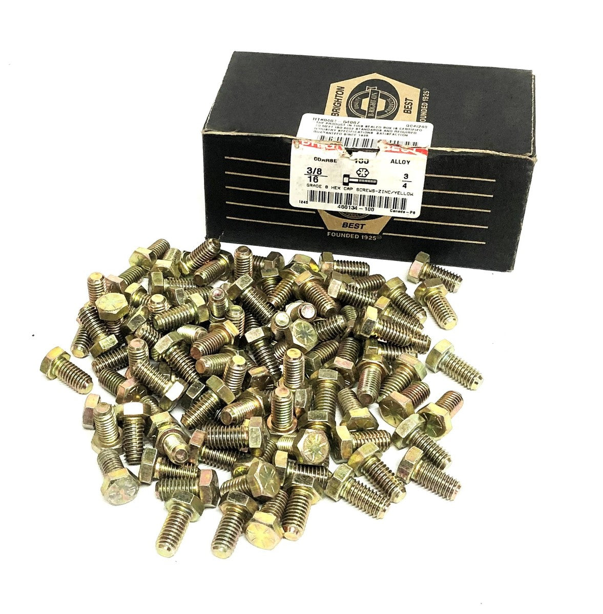 Brighton 3/8-16x3/4 Inch Grade 8 Hex Cap Screw 450134-100 [Lot of 100] NOS