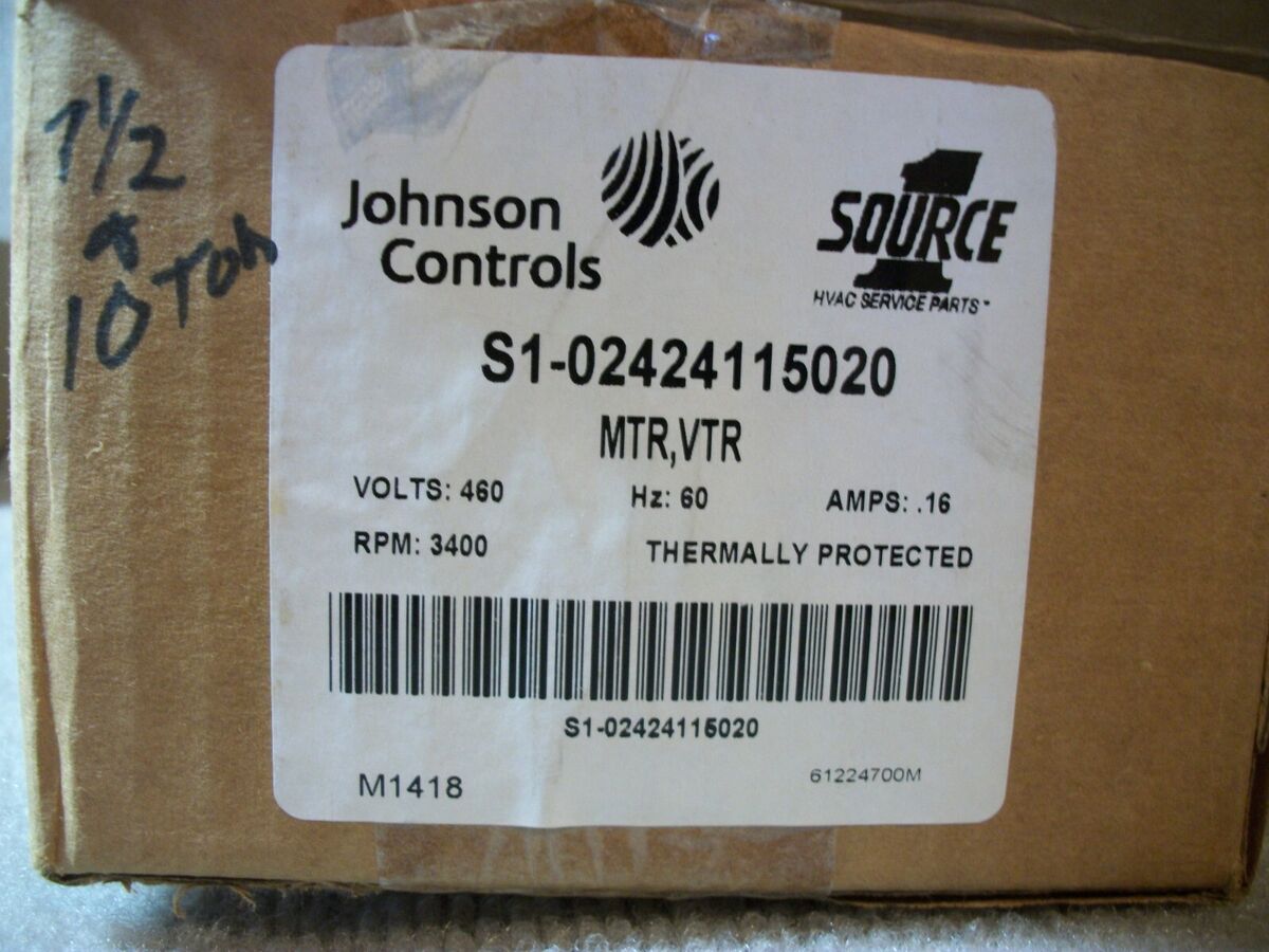 NEW IN BOX CONDENSER FAN MOTOR  JOHNSON CONTROLS S1-0242411520 460V .16A 3400RPM