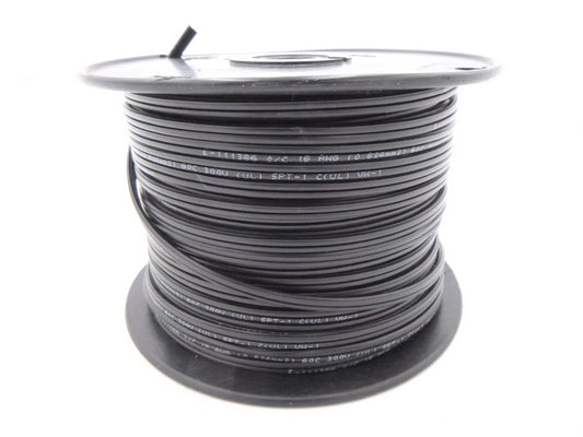 250'  18AWG 18/2 SPT-1 Copper Stranded in Black Jacket 300V 60C Cable Wire