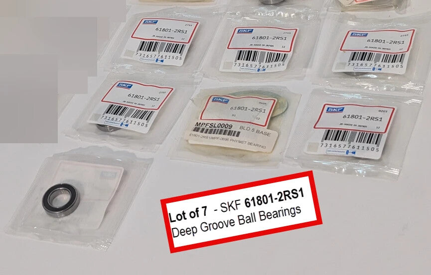 Lot of 7 SKF 61801-2RS1 Single Row Deep Groove Ball Bearings with Seals