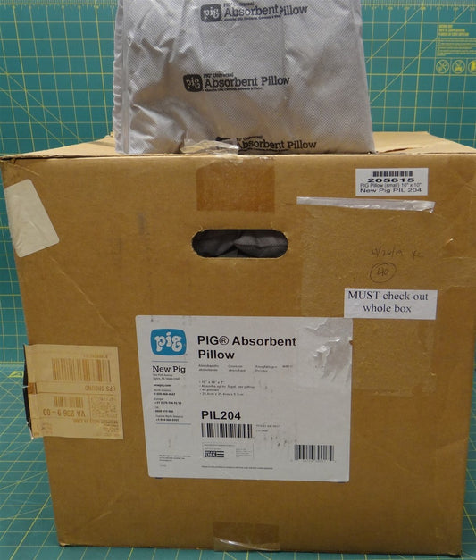 (Box of 40) PIG Absorbent Pillow PIL204 10in L 10in W 2in H 0.5 gal/pillow Grey