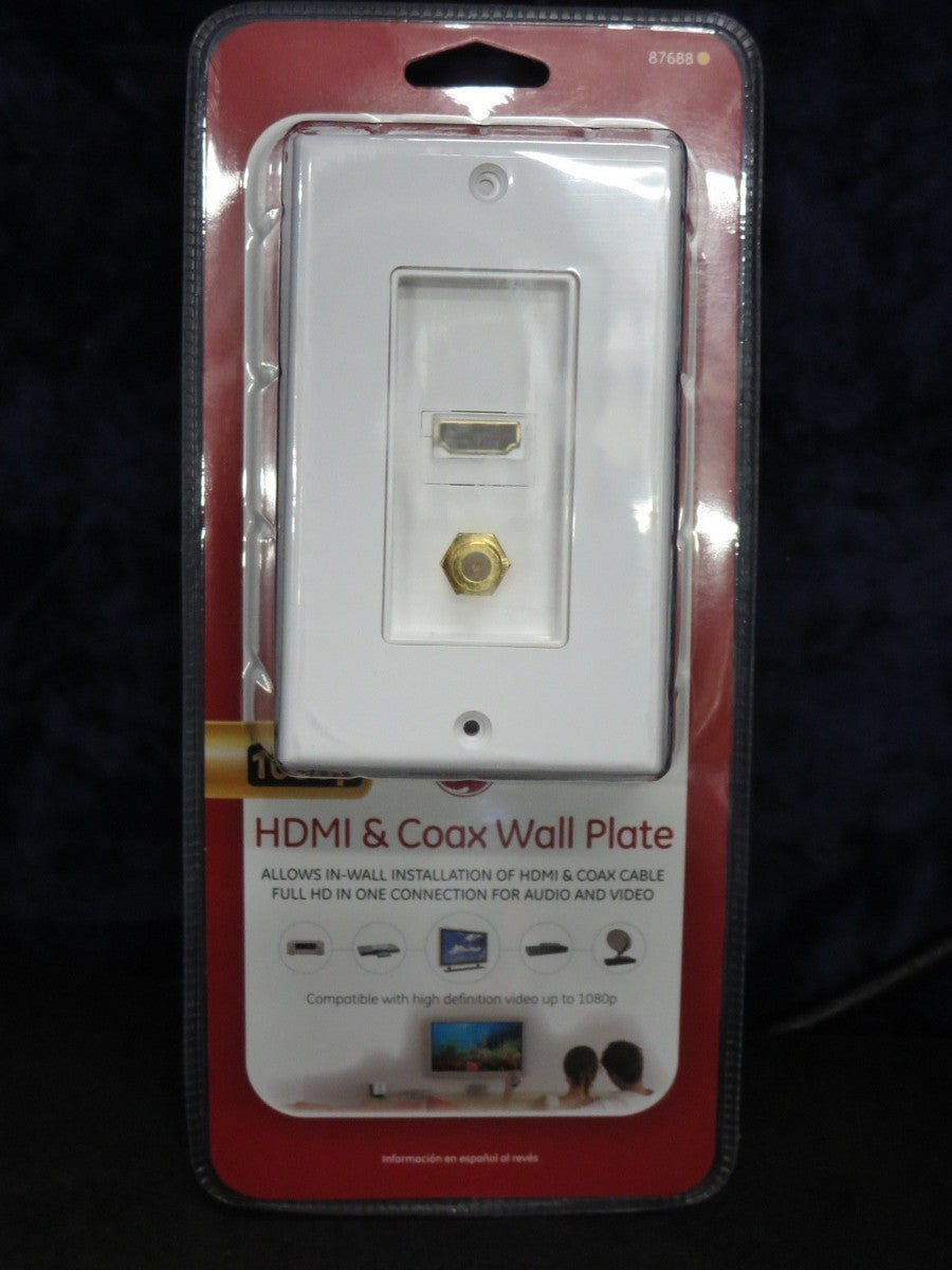 GE 87688 HDMI & Coax Wall Plates Pack of 4 