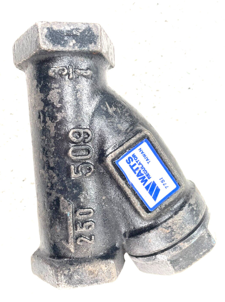 WATTS Cast Iron Y Strainer 3/4" NPT 250 Psi SWP / 20-Mesh Screen / 1/2" Blow-Off