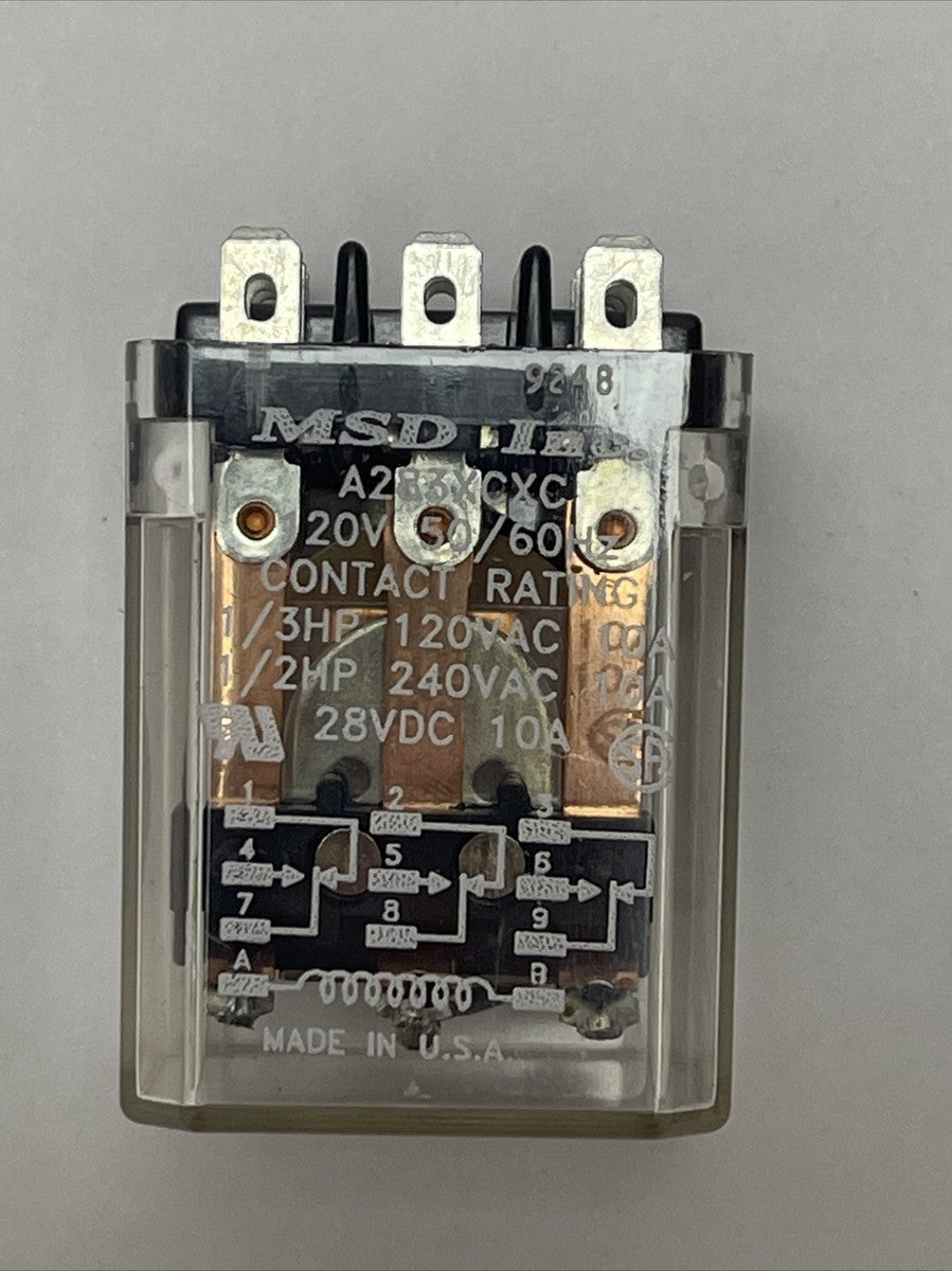 MSD A283XCXC RELAY 120V CONTACT RATING 1/3HP 120VAC 10A 1/2HP 240VAC 10A 28VDC 