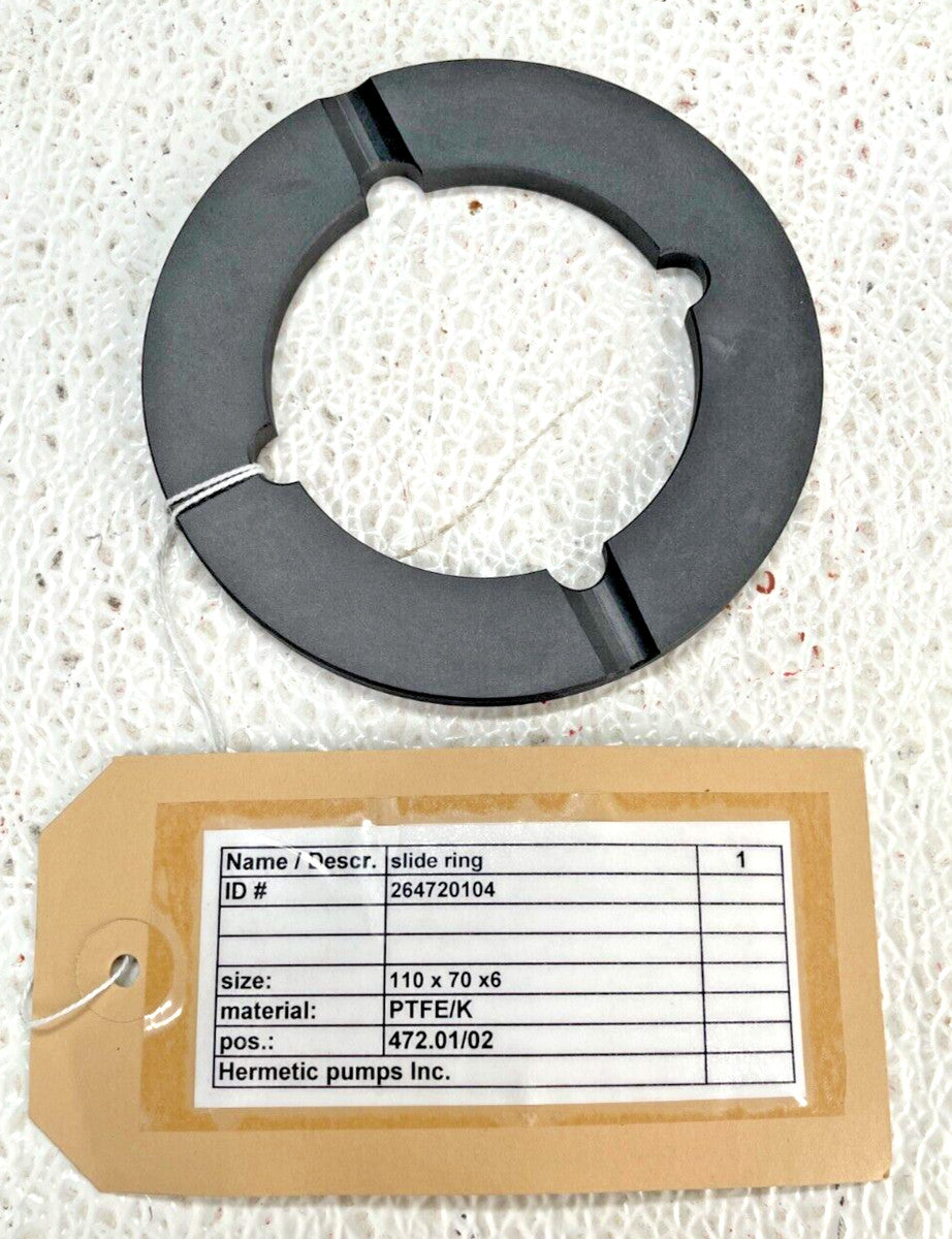 HERMETIC PUMPS INC. PN: 264720104, Slide Ring, Size 110 x 70 x 6 (mm), PTFE/K
