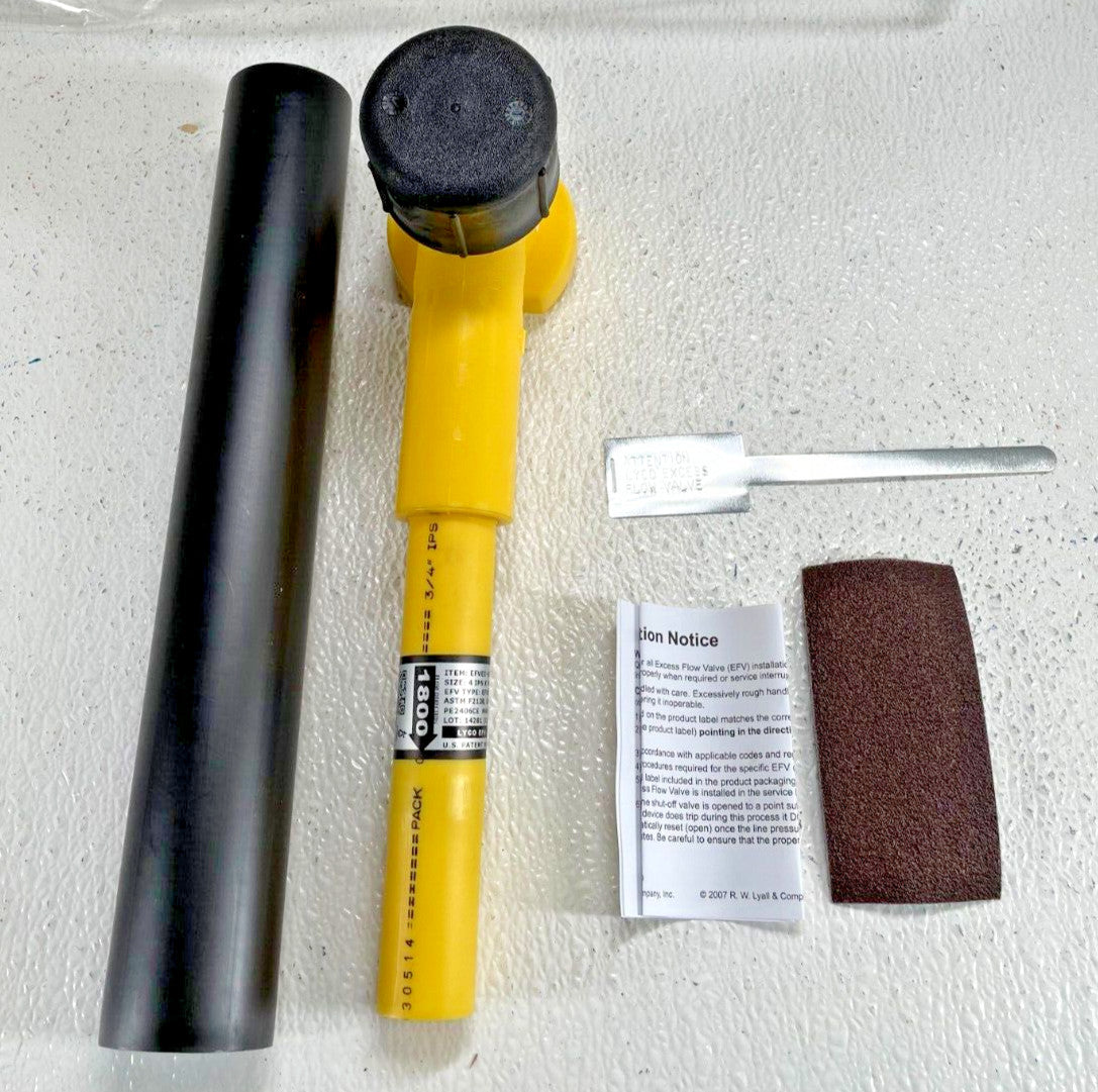 Molded MDPE Standard Gas Tapping Tee 4" x 3/4" IPS w/ LYCO Excess Flow Valve EFV