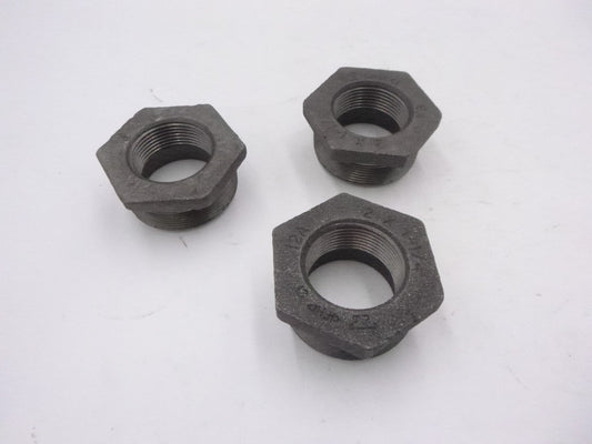 3 Pack Anvil 2" MNPT x 1-1/4" FNPT Black Cast Iron Hex Bushing
