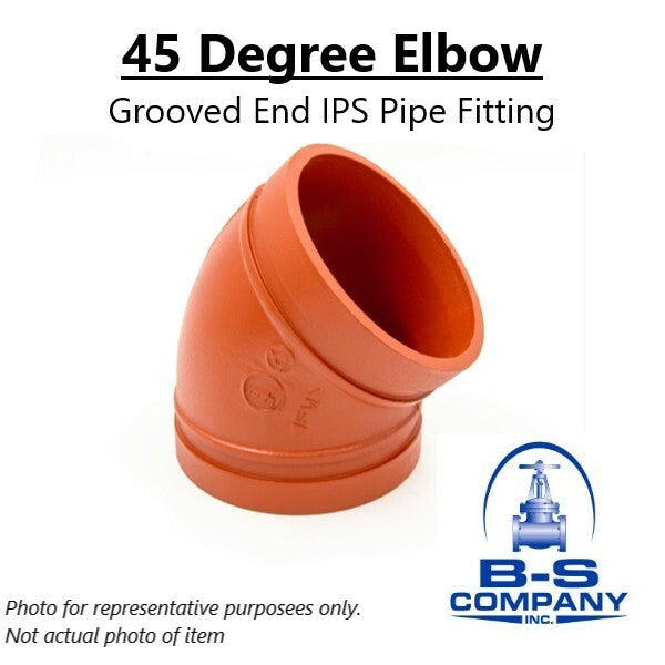 3" SPF Style E-2 45° Elbow Standard Grooved End IPS Pipe Fitting