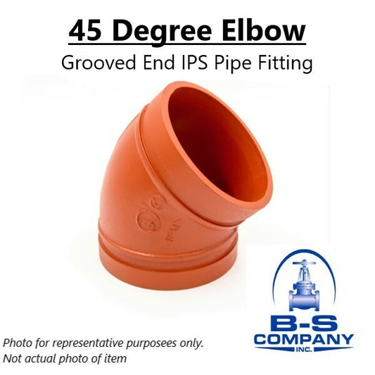 3" SPF Style E-2 45° Elbow Standard Grooved End IPS Pipe Fitting