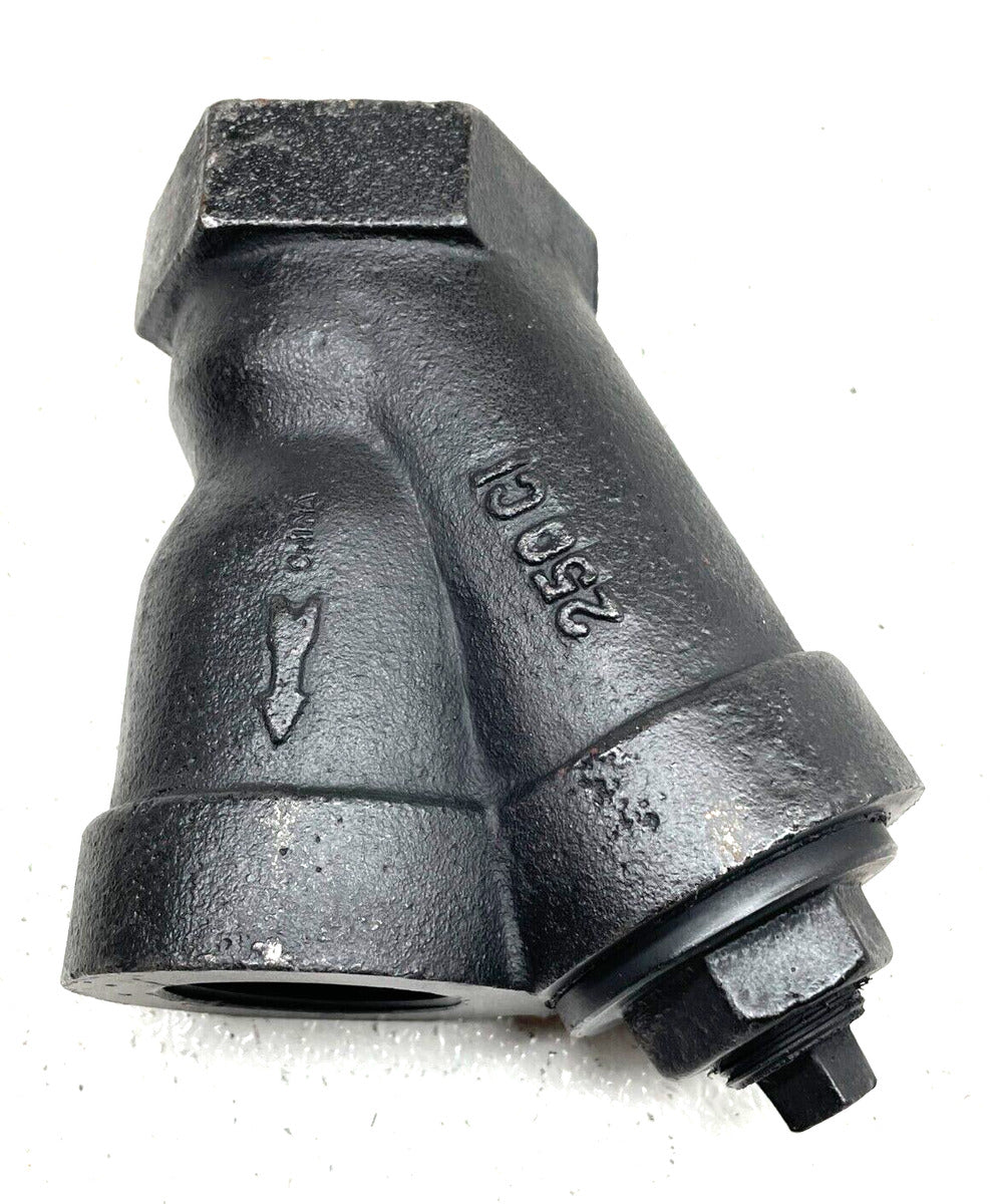 SSI Wye Y Strainer 1-1/2" NPT 250 psi SWP Cast Iron with Blow-Off 30-Mesh Screen