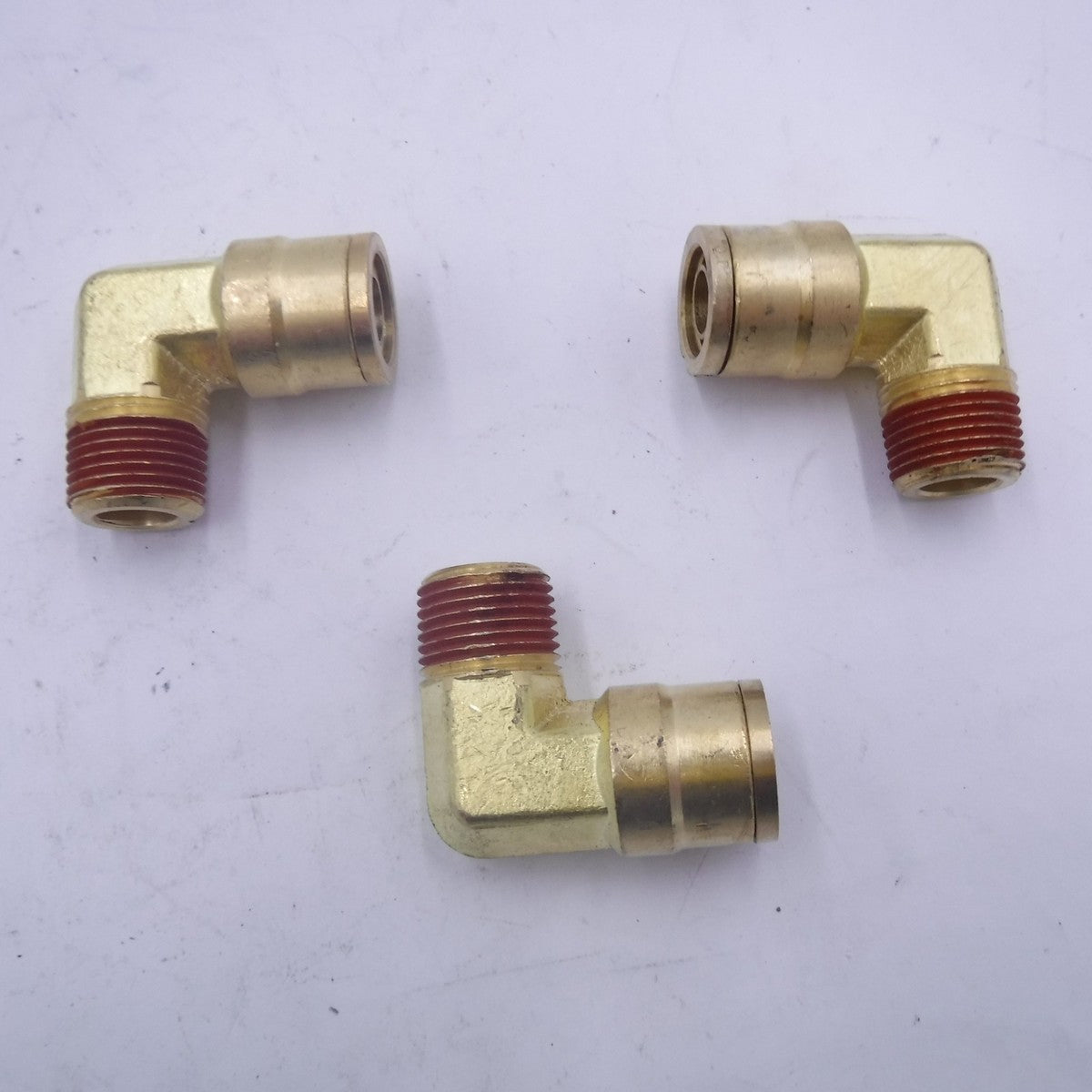 3 Pack 1/2" Push In x 5/8" Male NPT 90° Brass Elbow Air Brake Fitting