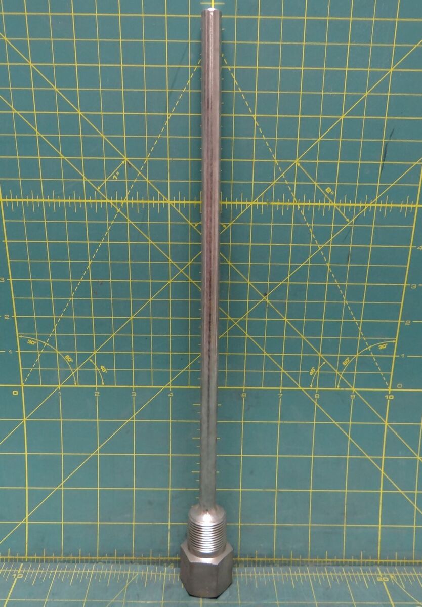 316SS Thermowell 3/4" Male NPT 12" Insertion Length x 7/16" Probe Diameter