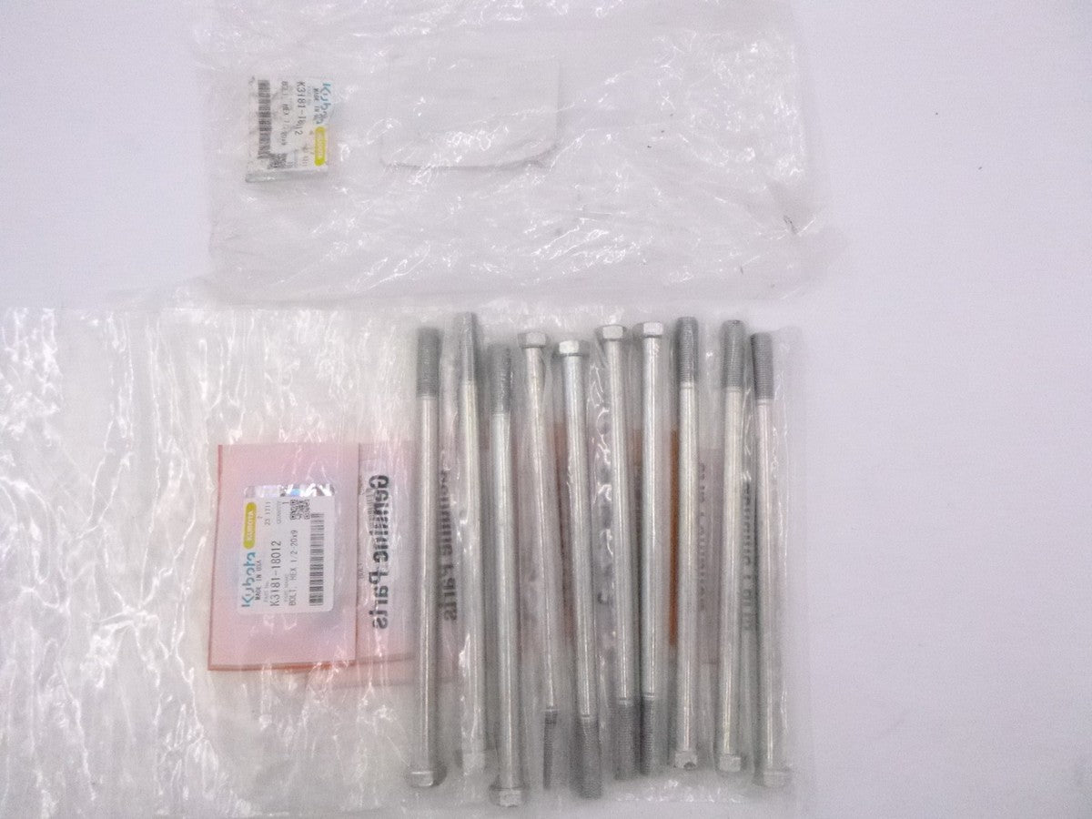 10 Pack OEM Kubota K3181-18012 1/2"-20 x 9" Hex Bolts fit Z242KH Z252KW Z242KW