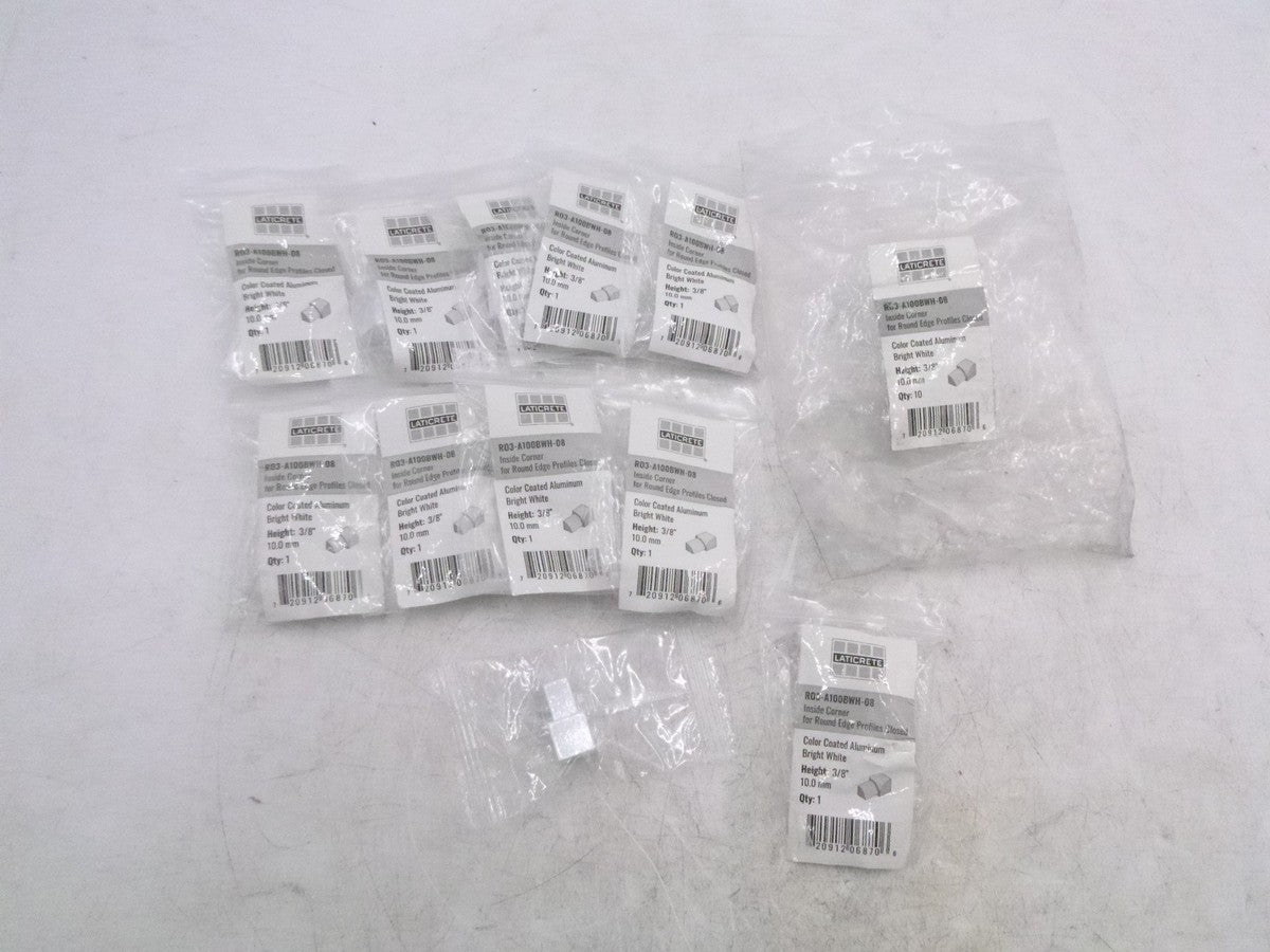 10 Pack Laticrete Round Edge 3/8in. Brilliant White Inside Corner R0A100BWH-08