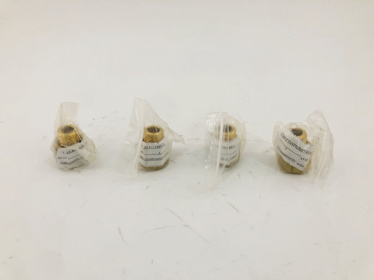 Lot of 4 New 1/2-Fx1/2BSPP-V Fitting Adapters