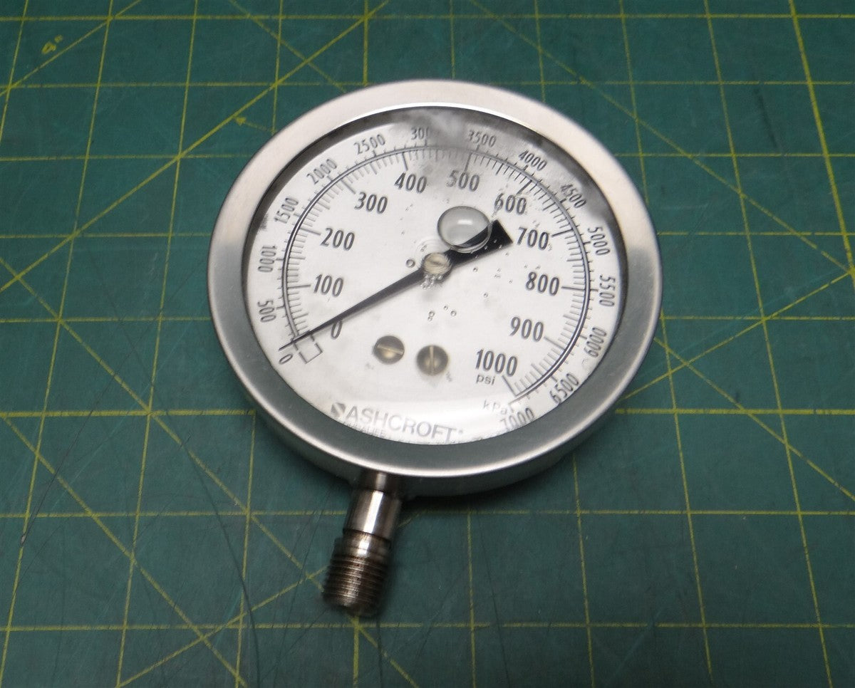 Ashcroft 35-1009AWL-02L-1000#/7000kPa Duralife Gauge 3.5" 0-7000 kPa 0-1000 PSI