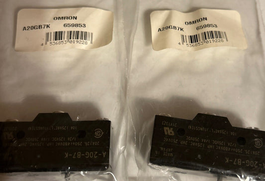 *QTY 2* OMRON ACTION SWITCH A-20G-B7-K. 20A, 125VAC. New In Package!         B4