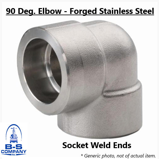 90 Degree Elbow 1-1/2" 6000# Forged Stainless Steel 304 Socket Pipe Fitting 