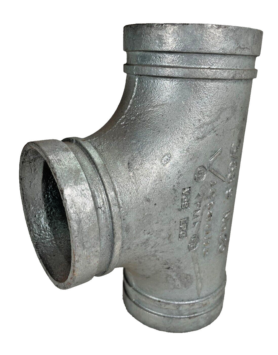 Victaulic Style 20 Straight Tee 3" Galvanized Grooved End IPS Pipe Size Fitting