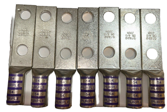*QTY 7 * Thomas & Betts 54866BE Copper Two-Hole Lug, 4 AWG (No Box).     F6