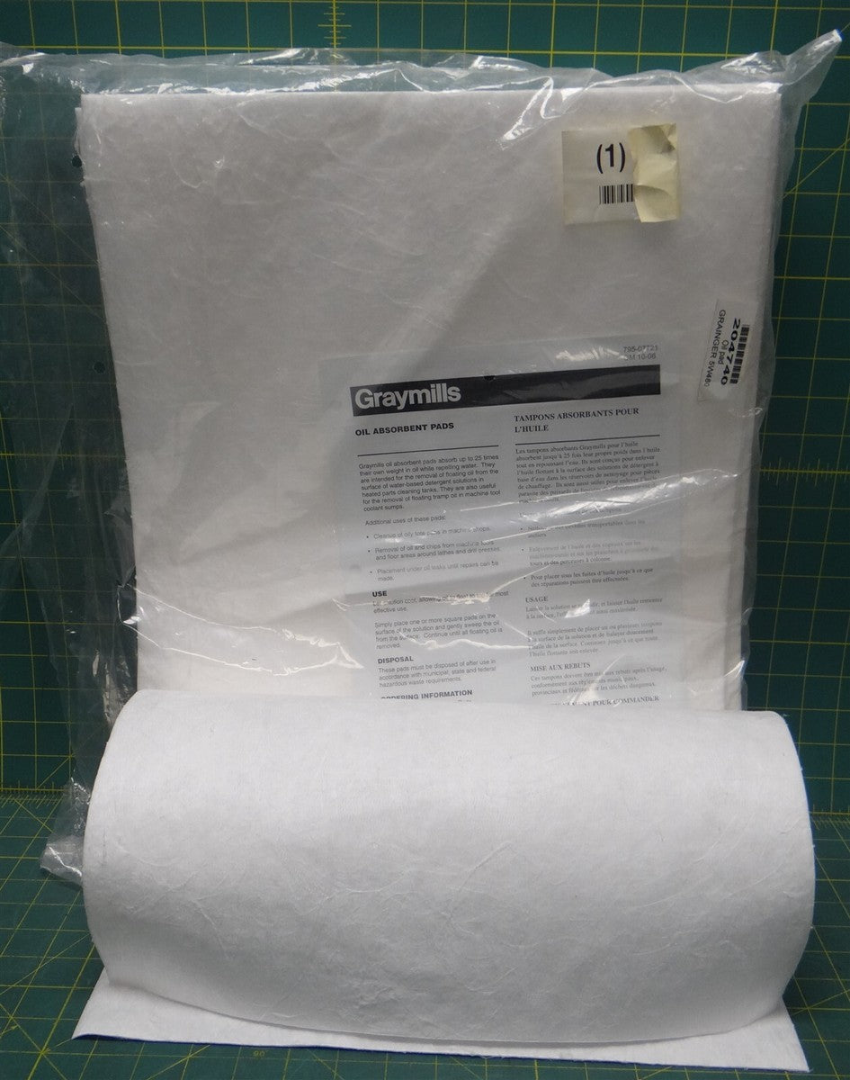 (25 Pack) Graymills Oil Absorbent Pads OAP25-1 5W480 19in Length 15in Width