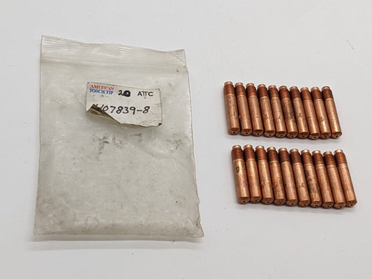20 PC ATTC American Torch Tip 407839-8 Contact Tip 3/64" Hobart Short Style MIG