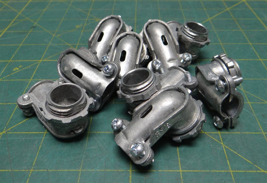(Qty: 9) Arlington Ind. 3/8" Zinc Die Cast 90° Angle Connector 2 Screw Flex 850