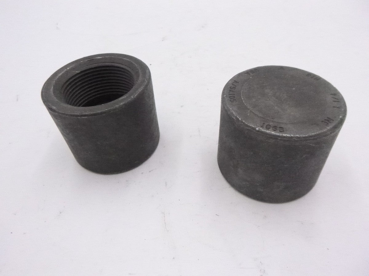 2 Pack Female Threaded 1-1/4" Forged Steel Pipe Cap