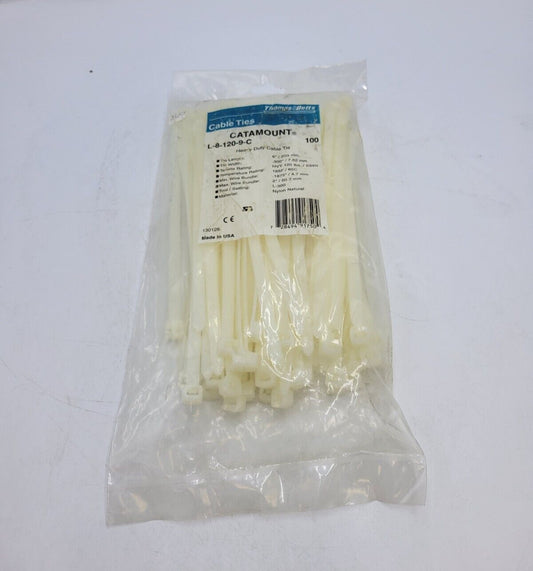 100 Pieces Thomas & Betts Catamount L-8-120-9-C Heavy Duty Cable Tie 8" Length