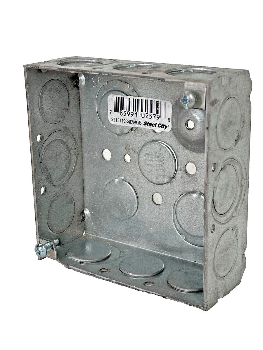 (Lot of 10) STEEL CITY 5121 Square Electrical Box 4 x 4 x 1.5, 21 Cu. in.