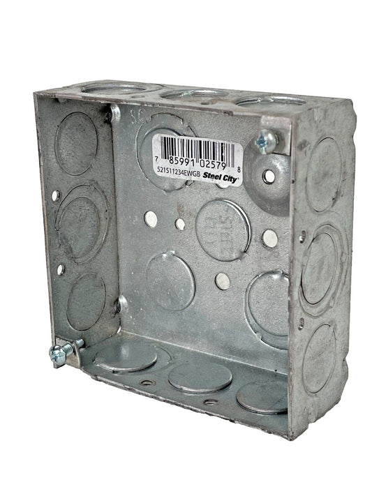 (Lot of 10) STEEL CITY 5121 Square Electrical Box 4 x 4 x 1.5, 21 Cu. in.